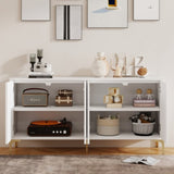 Buffet Cabinet with, Wood Sideboard Cabinet with Carved Door Panels,4 Doors modern aesthetic W2696P279968