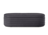 Modern Oval Storage Ottoman Bench, Upholstered Fabric End Bed Storage Bench Aesthetic Large Foot W2186P440509