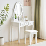 Vanity Set with 3-Color Dimmable Lighted Mirror, Makeup Dressing Table with Power Outlet, Drawers 08049792