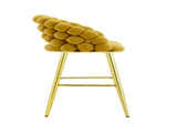 Mustard Yellow Bubble Bar Stools Set of 2, Velvet Upholstered Counter Height Bar Chairs with Gold W3875P462109