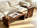 13.77" C Shaped Coffee Table, 2-in-1 Convertible Side End Table, Modern Snack Laptop Table for W3101P548119