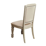 ZUN Set of 2 Padded Fabric Dining Chairs in Antique White and Ivory B016P156592