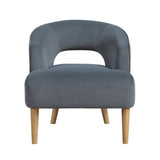 Luxury Home Unique Style Accent Chair Dark Gray Velvet Plush Seat Solid Wood Legs Contemporary B011P308023
