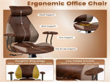 Brown Color Blocking Office Chair with 2D Adjustable Headrest, Ergonomic High-Back Desk Chair 330 61548618
