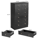 ZUN [FCH] Modern Simple 7-Drawer Dresser Black 03548934