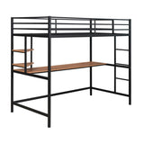Twin Metal Loft Bed with Desk and Shelve,Black MF292491AAB
