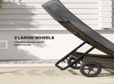 Outdoor PE Rattan Sun Lounger Lounge Chair, Adjustable Backrest Patio Recliner with Wheels for Pool 58336265