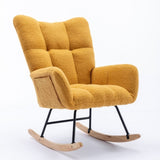 ZUN Rocking Chair Pocket, Soft Teddy Fabric Rocking Chair for Nursery, Comfy Wingback Glider Rocker W137294658