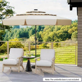 10 foot beige terrace umbrella with solar powered LED lights and multi-layered ventilated roof 63655933