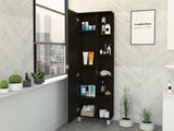 Urano Mirror Linen Cabinet, Four Interior Shelves, Five External Shelves -Black B07091992