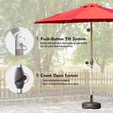 10FT Patio Umbrella, Outdoor Table Umbrella with Push Button Tilt and Crank, UV Protection W1859P195380