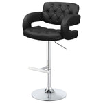 ZUN Black and Chrome Adjustable Bar Stool B062P149093