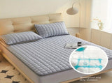 (Sky gray 180cm*200cm) Cotton-Padded Waterproof Mattress Protector, Dust-Proof Bed Cover (Without 27138489