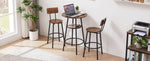 ZUN Round bar stool set with shelves, stool with backrest Rustic Brown, 23.6'' Dia x 35.4'' H W116294524