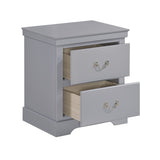 1pc Classic Traditional 2 Drawers Nightstand Gray Finish Bedroom Furniture Wooden Bedside Table B011P233734