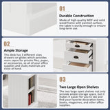 57.68" Modern L Shaped Executive Desk with 2 Storage Cabinets and 3 Drawers,Corner Writing 84716179