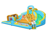 Inflatable castle for children with inflator 450W, slide, jump area, climbing wall, 395 x 350 x 260 48941692