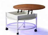 Round Lift Top Coffee Table with RGB LED Lights, 26.8" 26.8" 21.6" 56958172
