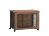 27.2" Dog Crate Furniture with Wheels for Small Dogs, Heavy Duty Dog Kennel Indoor with 2 Doors, 94926706