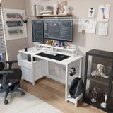 47.3"office desk with power outlet,2 Monitor Stands,2 drawers,Side Pocket,Easy to Assemble,Frame W2887P239957