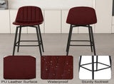 Modern Bar Stools with Swivel Mechanism, PU Padded Seats with Back Support & Metal Legs Ideal for W2699P358874