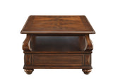 ZUN Walnut 4-Drawer Coffee Table with 1 Shelf B062P209056