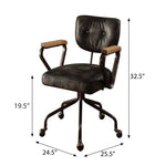 ZUN Vintage Black Swivel Office Chair with Nailhead Trim B062P182753