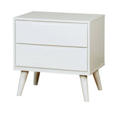 Mid-Century Modern White Color 1pc Nightstand Bedroom Furniture Solid wood Round Tapered Legs B011P218338