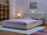 Queen Size Kids Upholstered Bed with Oversized Rabbit Ear Headboard, LED Light & 4 Storage Drawers, W1413P384927