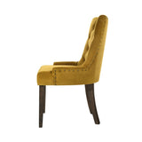 Set of 2 Velvet Upholstered Dining Chairs, Yellow and Espresso B016P315262