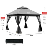 ZUN Outdoor 11x 11Ft Pop Up Gazebo Canopy With Removable Zipper Netting,2-Tier Soft Top Event W419P168166