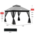 ZUN Outdoor 11x 11Ft Pop Up Gazebo Canopy With Removable Zipper Netting,2-Tier Soft Top Event 28407107