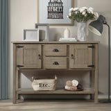 48'' Solid Wood Sideboard Console Table with 2 Drawers and Cabinets and Bottom Shelf, Retro Style W120270248