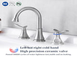 2-Handle 8 inch Widespread Bathroom Sink Faucet Brushed Nickel Lavatory Faucet 3 Hole 360&deg Swivel 01184644