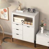 ZUN Sideboard with 3 Drawers ,1 door and 1 glass Door Wood Cabinet with Storage for Kitchen, Dining W409P153983