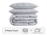 3-Piece King Cotton Embroidered Quilt Set,Blue B035P408346