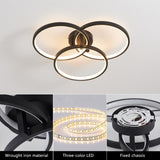20" Modern Black LED Ceiling Light, 3-Ring Flush Mount Fixture for Living Bedroom, or Dining W1340P253585