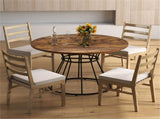Brown 47" Round Dining Table , Family-Sized for 4-6 People, Hourglass Metal Base & Curved Tabletop 32267114