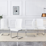 ZUN Luxury Simple Arch Chair - Set of 4 White PU Material High Resilience Dining Chair with Arched Metal W1151P154858