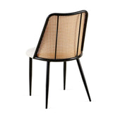 Off White Rattan Dining Chairs Set of 2,Boucle Chairs with Natural Cane Back, Upholstered Dining W1164P218677
