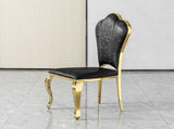 Dining Chairs Set of 2, Modern Black PU Leather Upholstered Chairs with Gold Stainless Steel Legs, W2723P426299