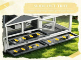 Gray 65" Spacious Wooden Rabbit Hutch Pet Playpen with Openable Roof Easy Access & Storage Box 44753661