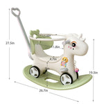 ZUN Rocking Horse Toddlers, Balance Bike Ride On Toys with Push Handle,Backrest and Balance Board W509125828