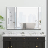 48"x32" Oversized Modern Rectangle Bathroom Mirror with Balck Frame Decorative Large Wall Mirrors W708P146108