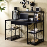 Writing Desk with One Drawer and 8 Open Compartment, Black B016P311810
