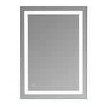 ZUN 28"x 20" Square Built-in Light Strip Touch LED Bathroom Mirror Silver 56002790