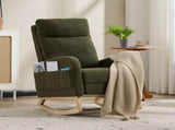 Modern Accent Rocking Chair Rocking Chair with Solid Wood Legs, Upholstered Nursery Glider Rocker, 59526462