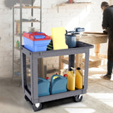 ZUN 2 Shelf Utility Cart, Heavy Duty Plastic Service Cart, 600 lbs Capacity Organizer with Wheels and 72544899