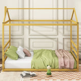 Metal House Shape Platform Bed, Gold, Queen MF314071AAL