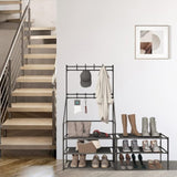 ZUN 5-layer shoe rack, suitable for entrances, narrow shoe racks, jackets, and shoe racks, with 8 hooks 24760479